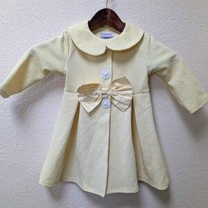 Blueberi Boulevard Easter Pastel Butter Yellow Bow Flower Button Coat. Size 24mo